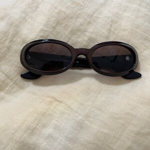 Gucci Oval Sunglasses in Dark Brown with Black Temples